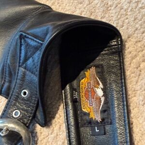 Harley-Davidson Black Leather chaps with Silver Accents